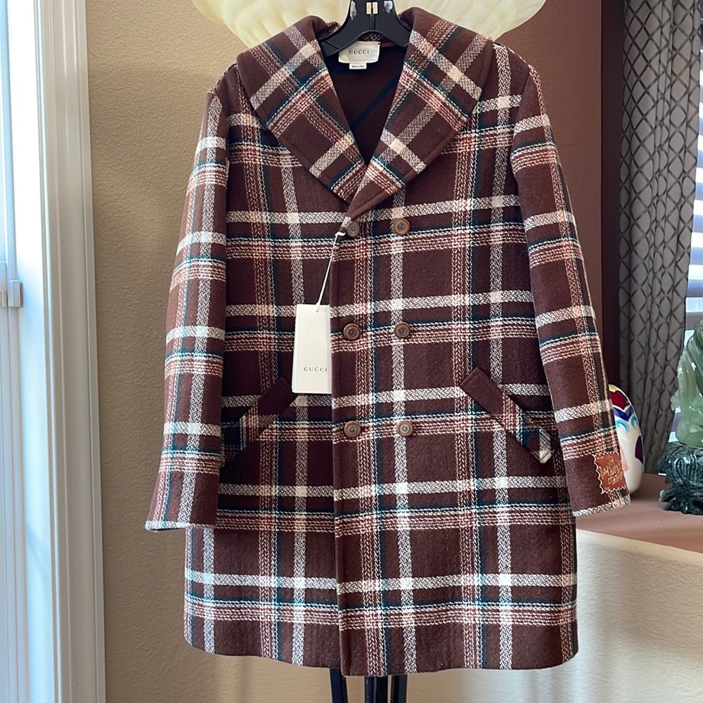 Brand new Gucci Check wool coat